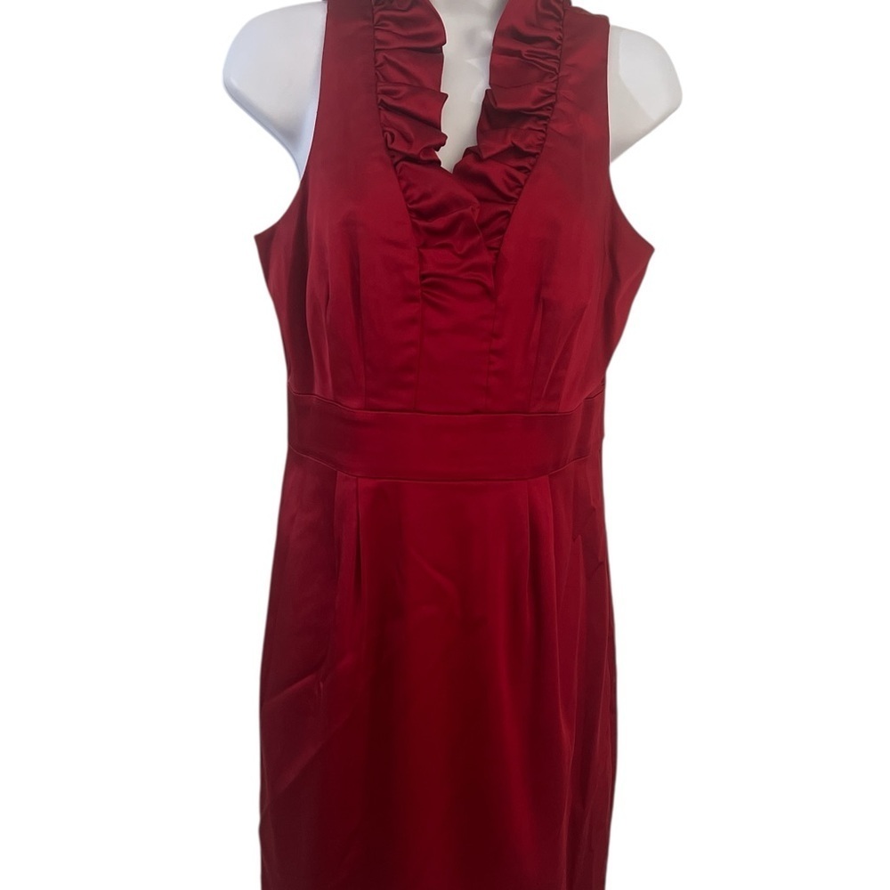 Taylor Red Ruffled Midi Dress. Sz/6